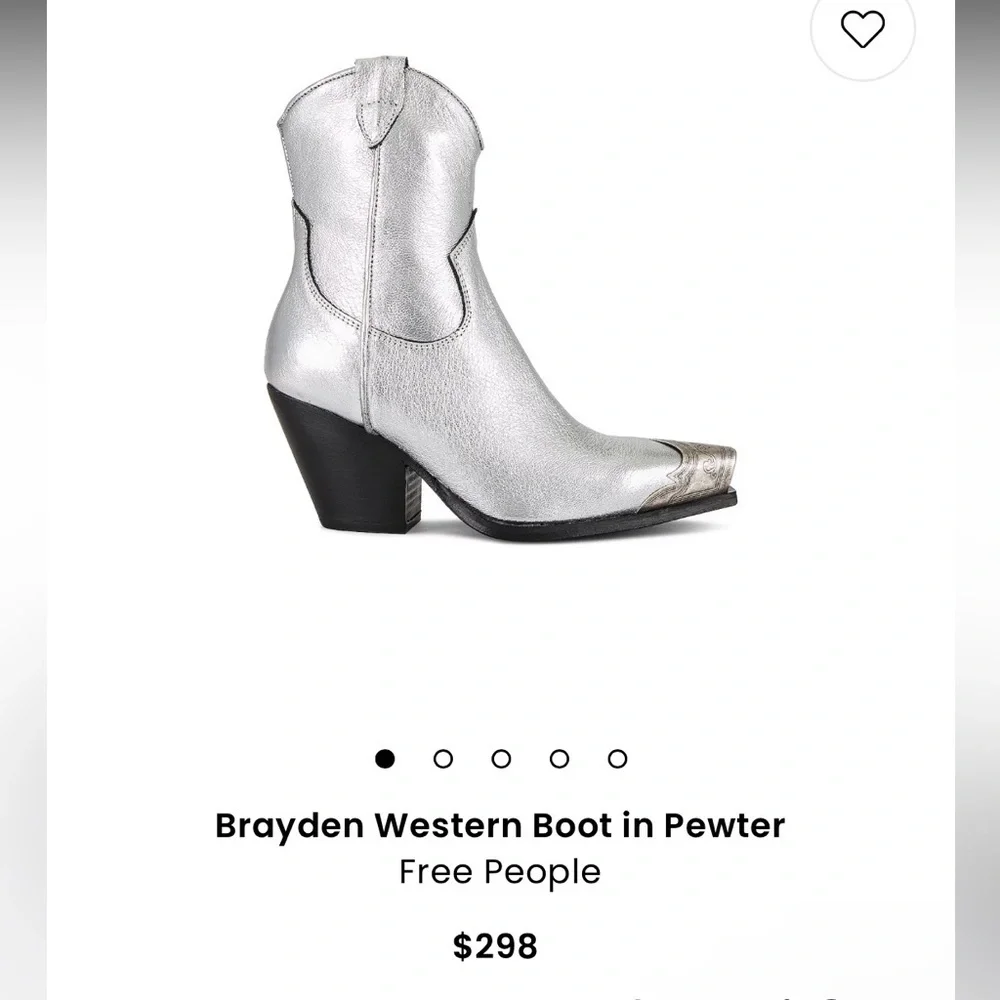 Free People Brayden Western Boot Pewter Size 8 NWT